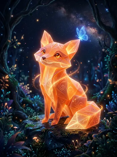 Lumina the friendly glowing fox spirit